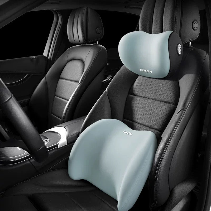 Car headrest and lumbar support set, memory foam lumbar pad, lumbar support, lumbar pillow, car backrest cushion pillow for vehicles