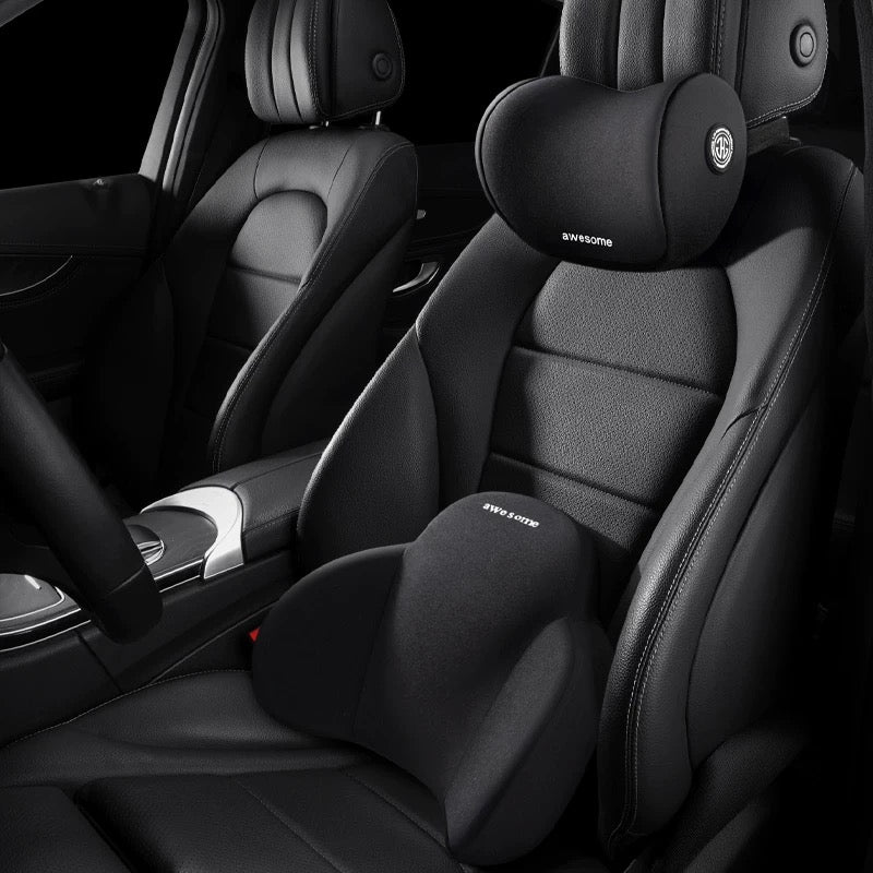 Car headrest and lumbar support set, memory foam lumbar pad, lumbar support, lumbar pillow, car backrest cushion pillow for vehicles