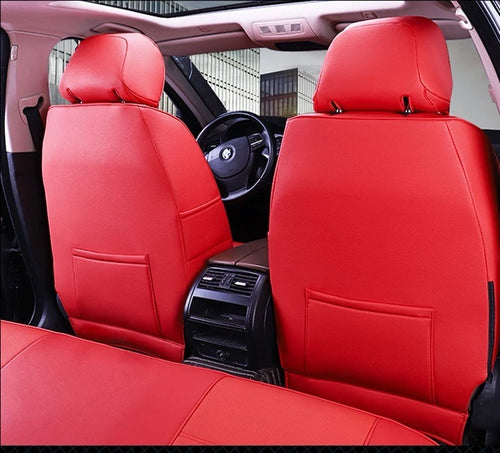Car seat cover, genuine leather, full-wrap, all-season, custom-made, suitable for both new and old models, leather seat cushion, red seat cover, dedicated seat cover
